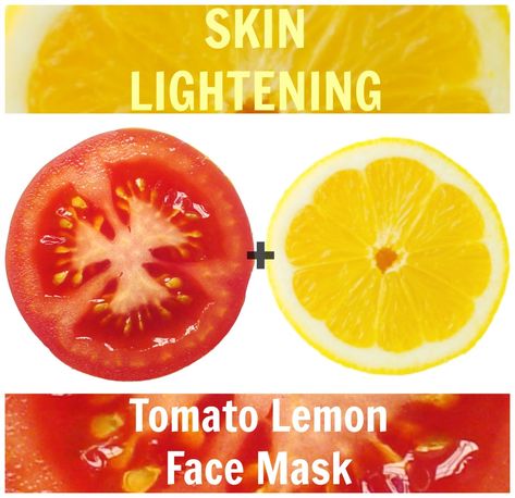 Tomato Face Mask, Tomato Face, Lemon Face Mask, Mask Recipes, Natural Skin Lightening, Homemade Facial Mask, Diy Beauty Treatments, Clear Skin Face, Natural Face Skin Care