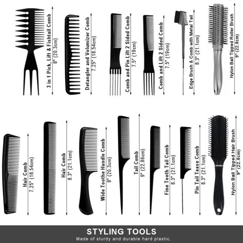 Hair Ventilation, Types Of Hair Brushes, Parting Comb, Comb For Curly Hair, Hair Color Brush, Styling Your Hair, Hair Tool Set, Hair Curling Tips, Comb Set