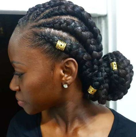 Two Goddess Braids, Goddess Braids Updo, Goddess Braid Styles, Ghana Braids Hairstyles, Hairstyles For 2023, Stylish Naija, Protective Hair, Braids Ideas, Traditional Hairstyle