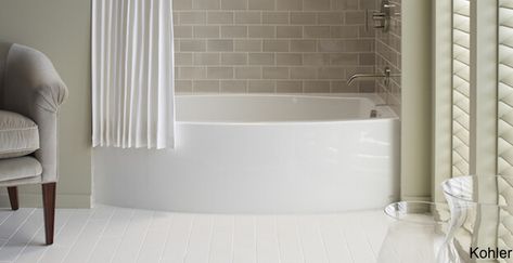 8 Soaker Tubs Designed for Small Bathrooms - Realty Times Small Soaker Tub, Small Soaking Tub, Bathtubs For Small Bathrooms, Kohler Tub, Deep Bathtub, Top Bathroom Design, Small Bathtub, Bad Inspiration, Soaker Tub