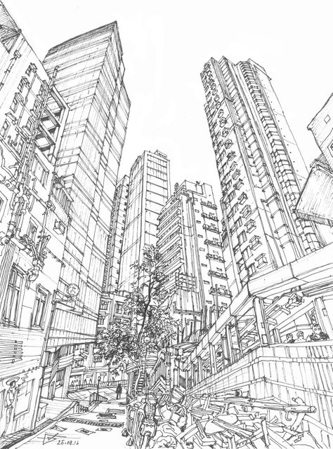 Scenario Sketch, Cityscape Sketch, Travel Artist, Environment Sketch, Perspective Drawing Architecture, City Sketch, Perspective Drawing Lessons, Urban Sketch, Landscape Sketch