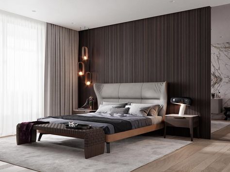 3,409 Likes, 10 Comments - Design.Only (@design.only) on Instagram: “Lomonosovsky Bedroom by AB Architects. •#Design_Only” Modern Style Bedroom, Upholstery Bed, Modern Luxury Bedroom, Pattern Rug, Modern Bedroom Design, Luxurious Bedrooms, 인테리어 디자인, Guest Bedroom, Bed Design