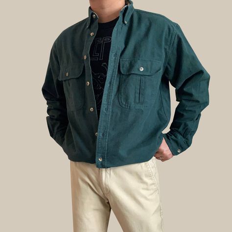 Green Jacket Outfit Men, Soft Chamois, Jacket Outfit Men, Green Jacket Outfit, Chamois Shirt, Town Outfits, Shirt Outfit Men, Mens Outfit Inspiration, Men's Tops