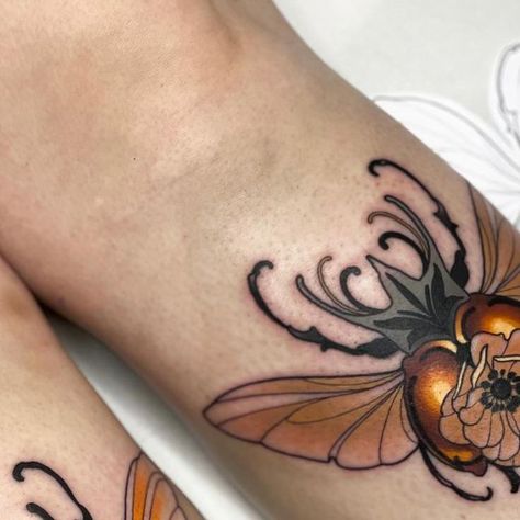 Karmely Sõrmus on Instagram: "✨Bookings are open✨ Few days left in Switzerland Berlin- august & september — Thanks girl! From my available designs :) — Sent home with @tattooarmourpro — #neotrad #neotraditional #artist #tattooartist #tattooart #art #tattooideas" Beetle Tattoo, Tatoo Inspiration, American Tattoos, New Traditional, Neo Traditional, Day Left, Like Comment Share, Days Left, Inked Girls