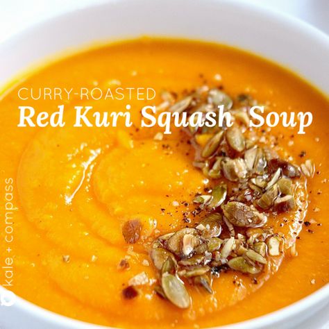 Red Curry Squash Recipe, Kuri Squash Recipe, Curried Squash Soup, Veg Soup Recipes, Red Kuri Squash, Curry Soup Recipes, Coconut Milk Soup, Veg Soup, Squash Soup Recipe