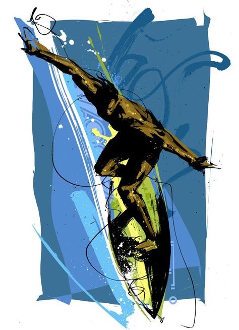 Martin French, French Illustration, Design Illustrations, Sport Art, Surf Art, Sports Art, Art Movement, College Art, French Style