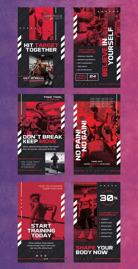 Gym Instagram Story, Channel Art Youtube, Instagram Grid Design, Fitness Branding, Story Template Instagram, Story Templates Instagram, Best Instagram Stories, Instagram Stories Template, Gym Poster