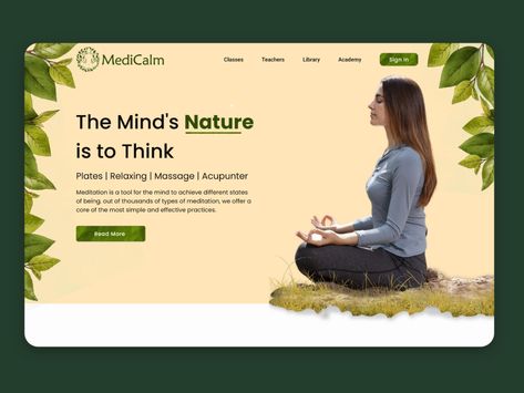 Meditation Trainer - Web Page Banner Ui Design by Vikram Singh on Dribbble Ayurvedic Banner Design, Wellness App, Meditation App, Wellness Apps, Types Of Meditation, Class Teacher, Meditation Apps, Website Banner, Web Page