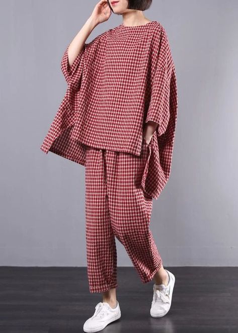 b4568df26077653eeadf29596708c94bdesc50598320ri Celana Jogger Wanita, Blouse And Pants, Shirts And Pants, Boho Styl, Diy Shirts, Plus Size Vintage, Purple Plaid, Vintage Blouse, Yellow Plaid