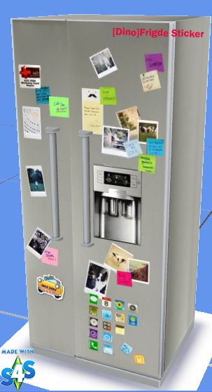 Hi, i'm buzy too long to comeback. I made a new fridge with sticker on it. I haven't know how to make new object yet. That why the water in ... Sims 4 Cc Fridge Stickers, Sims 4 Refrigerator Cc, Sims 4 Fridge Cc, Dino Dino, New Fridge, Smart Fridge, Fridge Stickers, I'm Busy, Sims 4 Game