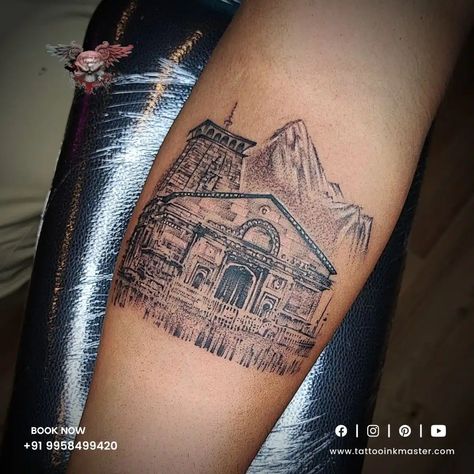 Fascinating Kedarnath Tattoo on Hand | Tattoo Ink Master Kedarnath Tattoo Design, Kedarnath Tattoo, On Hand Tattoo, Temple Tattoo, Tattoo On Hand, Tattoo Maker, Shiva Tattoo, Beautiful Tattoo, Ink Master