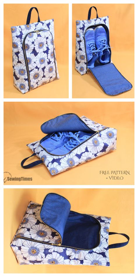 Bag Free Sewing Pattern, Travel Shoe Bag, Fabric Art Diy, Tas Denim, Sewing Tutorials Bags, Shoe Bags For Travel, Travel Sewing, Ornaments Homemade, Sac Diy