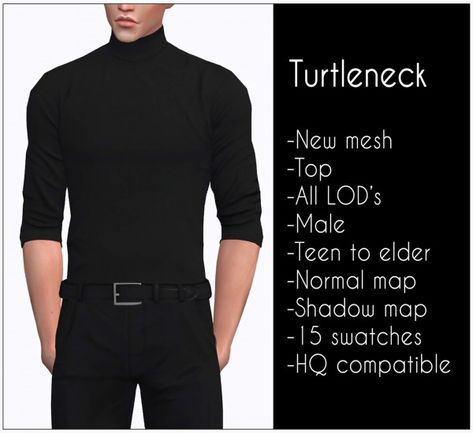 Clothing: Turtleneck from Lazyeyelids • Sims 4 Downloads Sims 4 Compression Shirt Cc, Sims 4 Cc Turtleneck, Mods Sims 4, Sims 4 Men Clothing, Sims 4 Male Clothes, Die Sims 4, The Sims 4 Packs, Male Clothes, Sims 4 Gameplay