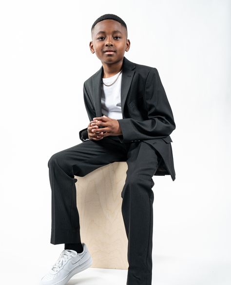 TJ styling in #MichaelStrahanBrand Boys Suit Separates ▶️ You no longer need to find a one-size-fits-all suit for your boys.⁠ ⁠ Shop our Boys Suit Separates at @menswearhouse.⁠ #kidsclothing #instakids #kidsoutfits #jcpenney Boys Sneaker Ball Outfit, Boy Church Outfit, Middle School Outfits Boys, All Black Dress Outfit, Black Church Outfit, Middle School Dance Outfits, Boys Church Outfit, School Dance Outfits, Ball Outfits