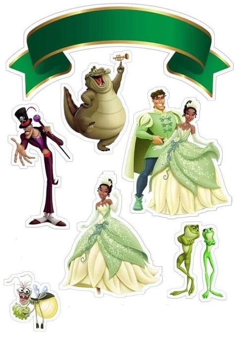 Princess And The Frog Cake Toppers, Disney Cake Toppers, Disney Paper Dolls, Tiana Disney, Flamingo Craft, Princesa Tiana, Frog Theme, Disney Princess Party, Disney Sticker