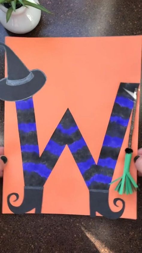 W is for Witch! Alphabet book for kids ❤️ in 2022 | Preschool crafts, Art activities for kids, Preschool art Art Activities For Kids Preschool, Witch Alphabet, Activities For Kids Preschool, Word Puzzles For Kids, Abc Crafts, Preschool Decor, Sensory Crafts, Classroom Art Projects, Halloween Preschool