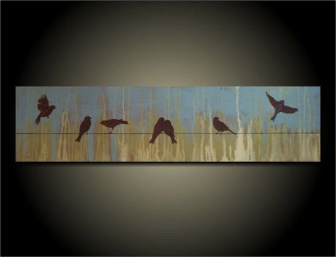 Birds On A Wire Painting, Oversized Artwork, Birds On A Wire, Oversize Artwork, Textured Painting, Bird Patterns, Humble Abode, Texture Painting, Decor Lighting