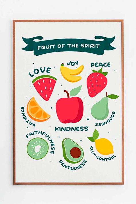 Fruit of spirit printable wall art kids, Bible Verse, christian posters, catholic art, kids bedroom, classroom, scripture print, Galatians, printable wall art, jesus wall art, jesus printable for kids Bible Nursery Decor, Christian Kids Wall Art, Bible Verse Mural, Fruit Of The Spirit Free Printable, Fruits Of The Spirit Wall Art, Names Of God Art, Fruit Of The Spirit Wall Art, Christian Infographic, Fruit Art For Kids