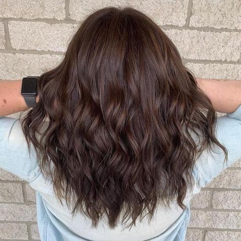 6 Delicious Mocha Brown Hair Color Formulas | Wella Professionals Dark Hair One Color, Low Lights For Brown Hair Dark, Mocha Brown Hair Color, Rich Brown Hair Color, Rich Chocolate Brown Hair, Salon Pics, Mocha Brown Hair, Hazel Hair, Pelo Chocolate