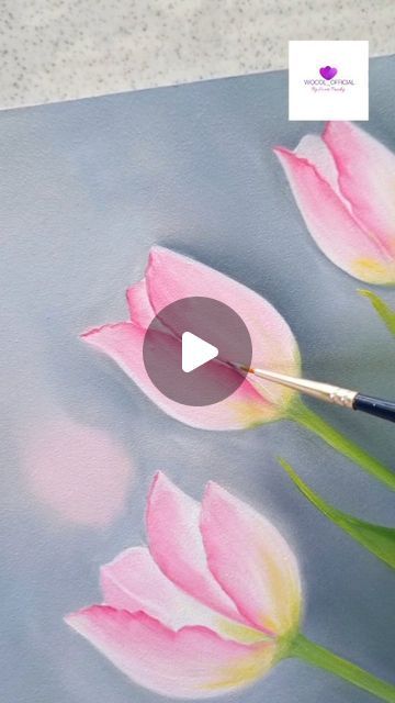 How To Paint Tulips Acrylics, Acrylic Painting Flowers For Beginners, How To Paint Tulips, Tulip Painting Acrylic Easy, Tulip Acrylic Painting, Tulip Drawing, Artwork Aesthetic, Aesthetic Artwork, Creative Arts Therapy