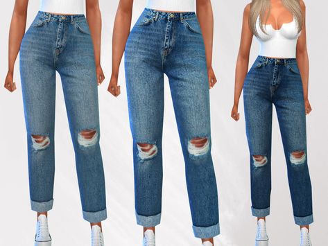 Sims 4 Cc Jeans, Cc Jeans, Straight Leg Mom Jeans, Die Sims 4, Sims 4 Cc Shoes, Sims 4 Cc Folder, Sims 4 Downloads, Sims4 Clothes, Female Clothes