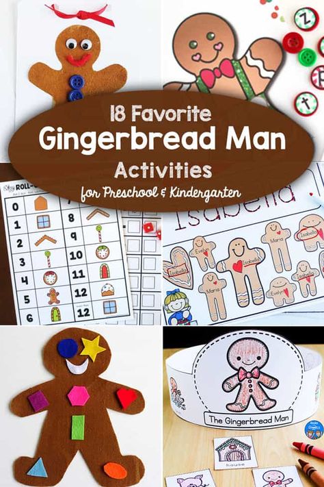 Gingerbread Man Activities for Preschool and Kindergarten including gingerbread math activities, gingerbread man literacy activities, and gingerbread man craft ideas. Add these engaging ideas to your December holiday lesson plans. Gingerbread Man Prek Activities, Gingerbread Man Activities Preschool, Gingerbread Man Lesson Plans Preschool, Gingerbread Man Activities Kindergarten, Gingerbread Man Book Free Printable, Alphabet Free Printable, Gingerbread Math Activities, Ginger Bread Man Literacy Activities, Gingerbread Alphabet