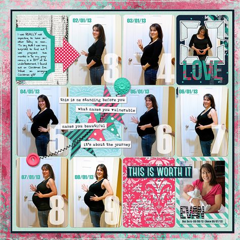 Scrapbook Baby Book Ideas, Scrapbook Shadow Box, Project Life Baby, Baby Boy Scrapbook Layouts, Pregnancy Scrapbook, Baby Books Diy, Boy Scrapbook Layouts, Belly Bump