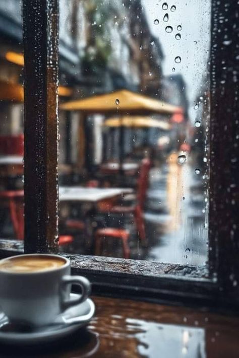 Mona Mina Rain View From Window, Rain View, View From Window, Rain And Coffee, Morning Coffee Cups, Cozy Rainy Day, Rainy Day Aesthetic, Coffee Shot, Autumn Rain