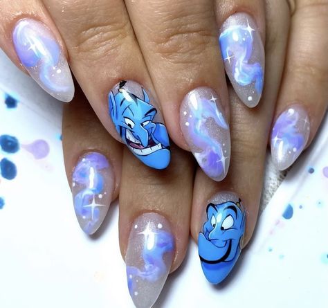 Printable Nail Art, Jasmine Nails, Rounded Acrylic Nails, Rock Nails, Disney Inspired Nails, Crazy Nail Art, Hard Nails, Nail Art Disney, Goth Nails