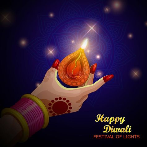 Illustration of lady holding burning Diya on Diwali Holiday background. , #Aff, #holding, #burning, #Illustration, #lady, #Diya #ad Diwali Composition Painting, Burning Illustration, Diya Illustration, Ganpati Rangoli, Candle Illustration, Diwali Holiday, Composition Painting, Diwali Festival Of Lights, Modern Art Canvas Painting