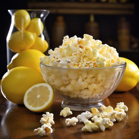 Lemon Popcorn Recipes, Diy Flavored Popcorn, Glazed Popcorn Recipe, Flavored Popcorn Recipes Sweets, Dill Popcorn Seasoning Recipe, Lemon Zest Popcorn, Lemon Popcorn, Stovetop Popcorn Recipes, Popcorn Shrimp Recipe