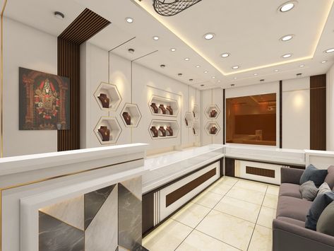 Jewellery Showroom Ceiling Design, Counter Design Jewellery Shop, Jewellers Showroom Interior, Jewellers Shop Interior Design, Modern Jewelry Store Interior, Showroom Counter Design, Jewellery Counter Design, Jewellery Showroom Interior Design, Good Interior Design