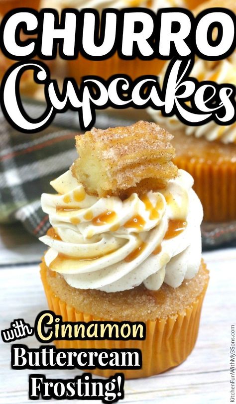 Cupcakes Cinnamon, Moist Cupcake Recipes, Cinnamon Buttercream Frosting, Churro Cupcakes, Cinnamon Frosting, Cinnamon Buttercream, Delicious Cupcakes Recipes, Cinnamon Cupcakes, Gingerbread Cake Recipe