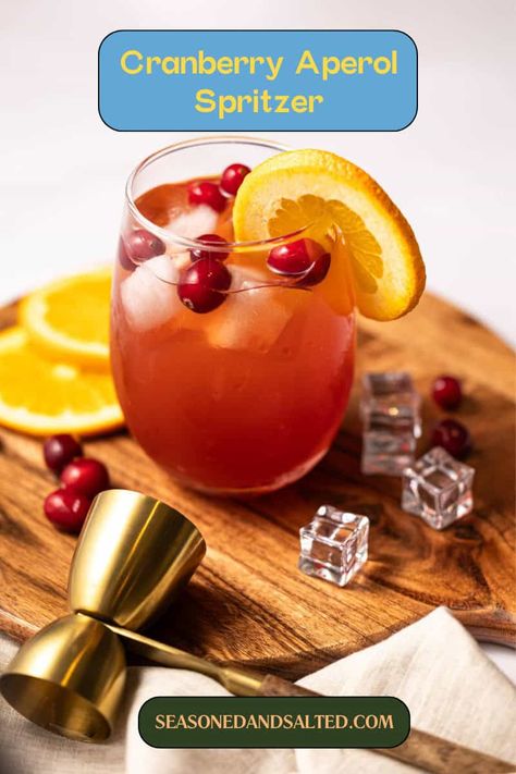 Get in the holiday spirit with a Cranberry Aperol Spritzer cocktail. This refreshing drink combines cranberry juice, orange juice, and bubbly prosecco. Aperol Spritzer, Prosecco And Orange Juice, Unsweetened Cranberry Juice, Orange Juice Drinks, Spritzer Recipes, Wine Spritzer, Freshly Squeezed Orange Juice, Alcohol Drinks, Juice Drinks