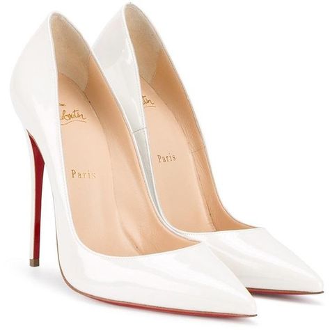 Christian Louboutin point-toe pumps ($725) ❤ liked on Polyvore featuring shoes, pumps, heels, louboutin, pointed toe pumps, white shoes, red sole shoes, christian louboutin shoes and pointed toe shoes Bride Essentials, Heels Louboutin, White Shoes Heels, Red Sole Shoes, Pointy Toe Shoes, Bella Bella, Christian Louboutin Heels, Louboutin Heels, Patent Leather Shoes