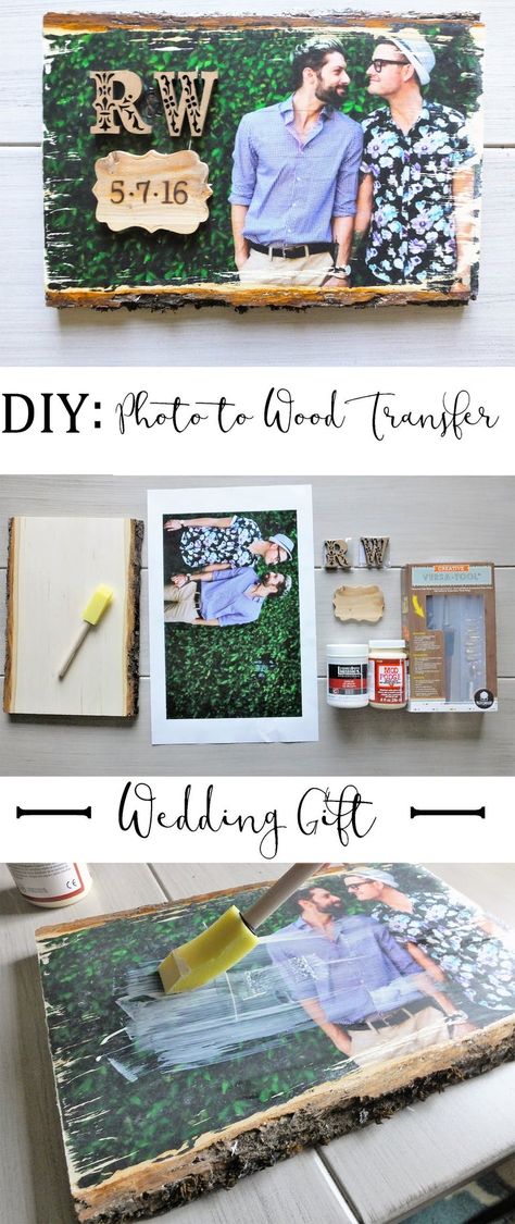 15 Ridiculously Easy DIY Photo Gift Ideas - The Krazy Coupon Lady Photo To Wood, Diy Wedding Gift, Photo Gifts Diy, Wood Transfer, Diy Wedding Gifts, Diy Simple, Cadeau Photo, Cadeau Diy, Photo On Wood