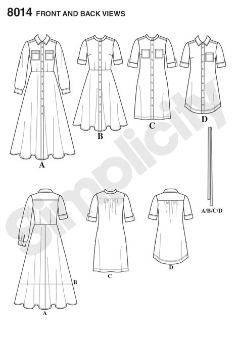 Simplicity 8014 - love version A without the pockets in a flowy floral fabric Pijamas Women, Vintage Shirt Dress, Shirt Dress Pattern, Simplicity Dress, Vogue Patterns, Simplicity Sewing, Sewing Blogs, Burda Style, Printed Shirt Dress