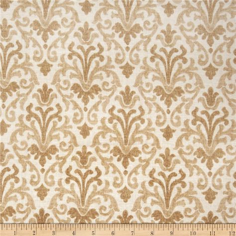 Jaclyn Smith Modern Damask Blend Fresh Goldivory. This fabric has 36,000 double rubs. White Damask, Black And White Fabric, Jaclyn Smith, Gold Fabric, Print Wallpaper, Diy Sewing Projects, Toss Pillows, Drapery Fabric, Fabric Decor