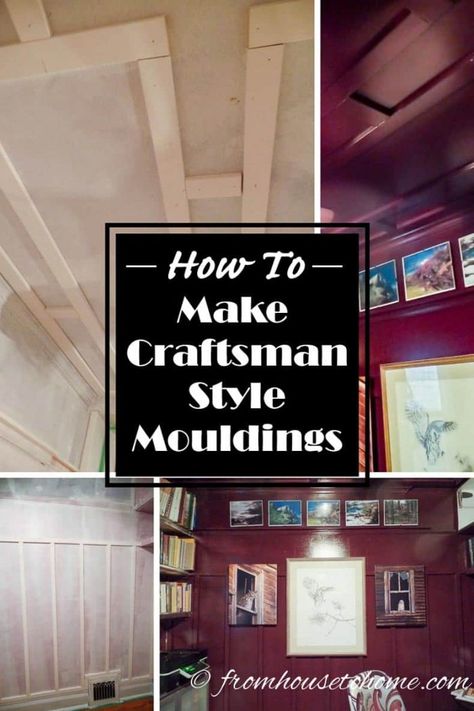 Looking for an interesting way to architectural interest to your walls and ceiling?  Why not make craftsman style mouldings? Craftsman Molding And Trim, Craftsman Style Crown Molding, Wall Molding Diy, Craftsman Style Molding, Craftsman Molding, Diy Crown Molding, Craftsman Trim, Molding Ceiling, Diy Dining Room