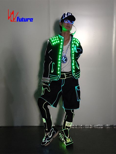 Light Up Clothing, Led Outfit, Rave Diy, Led Clothes, Punk Birthday, Led Light Costume, Light Up Hoodie, Dancing Photoshoot, Cyberpunk Red