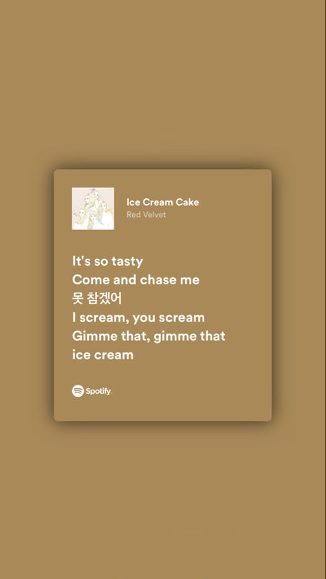 Ice Cream Lyrics, Kpop Spotify Lyrics, Red Velvet Ice Cream Cake, Red Velvet Ice, Red Velvet Ice Cream, Spotify Lyrics, Pop Lyrics, Ice Cream Cake, Cream Cake