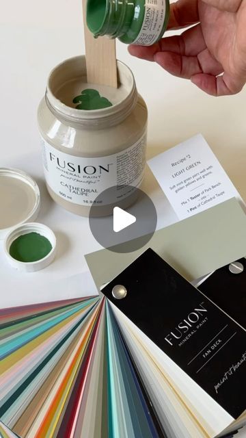 𝐅𝐔𝐒𝐈𝐎𝐍 𝐌𝐈𝐍𝐄𝐑𝐀𝐋 𝐏𝐀𝐈𝐍𝐓 on Instagram: "Don’t see the exact colour in the Fusion range you’re looking for? You can easily mix our paint to get many more colours using the  50+ easy to follow recipes.  Description of the colour and suggested pairings on the back of each swatch offer you inspiration to  let your creativity run wild.  Our Fusion Fan Deck is an absolute must have. It accurately depicts 138 colours with large swatches of our entire collection including the metallics. That’s right it has ALL of our colors, ALL the metallics AND over 50 recipes.  All in one Fan Deck. . . .#fusionmineralpaint #paintitbeautiful#paintedfurniture#paintedfurnitureartist" Fusion Mineral Paint Mixing Colors, Mineral Fusion Paint Colors, Fusion Mineral Paint Colors, Painted Fan, Fusion Mineral Paint, Mineral Paint, Food Coloring, Over 50, Paint Colors