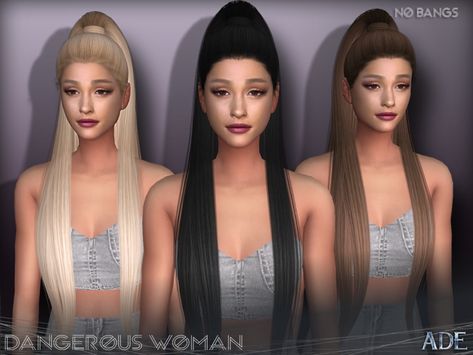 The Sims Resource: Dangerous Woman hair Without Bangs by Ade Darma  - Sims 4 Hairs - http://sims4hairs.com/the-sims-resource-dangerous-woman-hair-without-bangs-by-ade-darma/ Hair Without Bangs, Hair Ts4, Ariana Grande Hair, Die Sims 4, Cc Hair, Pelo Sims, Sims 4 Cc Makeup, Sims 4 Gameplay, Woman Hair