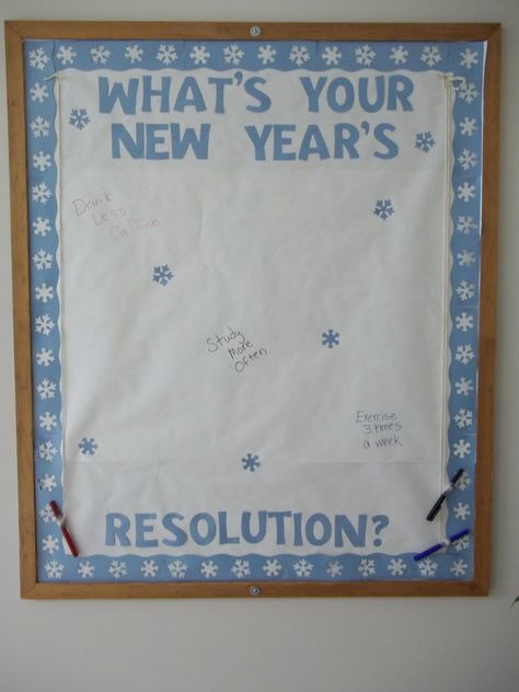 What's Your New Year's Resolution? Bulletin board New Year Resolution Board Ideas, New Years Resolution Poster Board, New Year Resolution Bulletin Board Ideas, New Years Resolution Bulletin Board, New Years Resolution Board, New Year Resolution Board, New Years Bulletin Board Ideas, New Year Bulletin Board Ideas, New Year Bulletin Boards