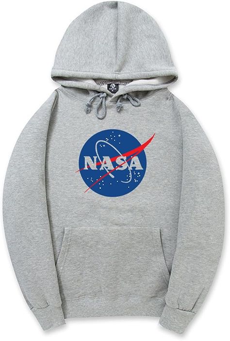 CORIRESHA Fashion NASA Logo Print Hoodie Sweatshirt with Pocket(Smaller Than Standard Size) Mens Grey Hoodie, Nasa Jacket, Nasa Hoodie, Aesthetic Hoodies, Grey Hoodie Men, Nasa Logo, Hoodie Logo, Kangaroo Pocket Hoodie, Hoodie Material