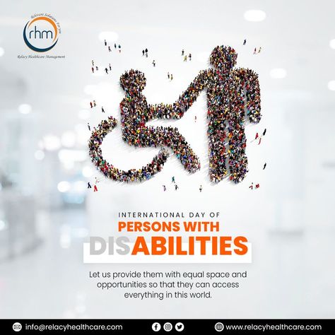 International Day of Persons with Disabilities Let us provide them with equal space and opportunities so that they can access everything in this world. #internationaldayofpersonswithdisabilities #internationaldisabilityday #disabilities #rhm #relacy #relacyhealthcare #relacyhealthcaremanagement #healthcare Healthcare Management, International Day, This World, Health Care, Let It Be