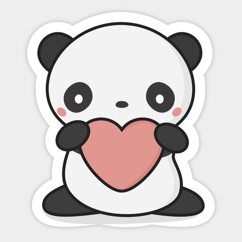 Kawaii Cute Panda With Heart T-Shirt and accessories - great for those who love adorable art -- Choose from our vast selection of stickers to match with your favorite design to make the perfect customized sticker/decal. Perfect to put on water bottles, laptops, hard hats, and car windows. Everything from favorite TV show stickers to funny stickers. For men, women, boys, and girls. Kawaii Panda Drawing, Cute Panda Drawing, Panda Stickers, Panda Drawing, Panda Lindo, Diy Best Friend Gifts, Art Valentines, Baby Art Projects, Kawaii Panda