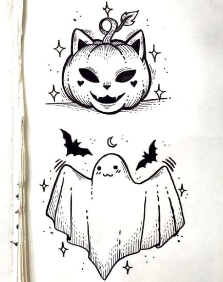 Spooky Tattoos, Halloween Tattoo, Halloween Cake, Desenho Tattoo, Halloween Drawings, Halloween Tattoos, Arte Sketchbook, Dessin Adorable, Fantasy Illustration