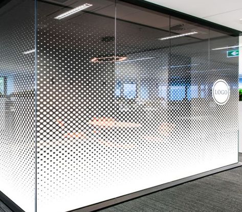 Glass Film Design Office Patterns, Office Wall Branding, Frosted Window Design, Glass Film Design, Fritted Glass, Glass Wall Design, Window Glass Design, Industrial Office Design, Dental Office Decor