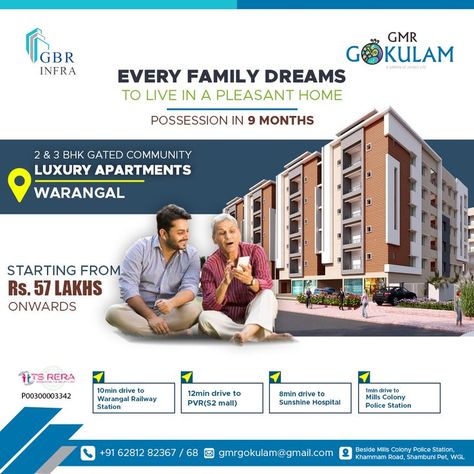 #gbrinfra #gmrgokulam #gbrinfrawarangal #2bhkflats #3bhkflats #lururyamenites #luxuriousamenities #happinessinhome #lifewithhome #trendingarcitechure #homelove #heaven #lururyapartments #warangal #waranagalfort #topapartments #newconstructionhome #trustedbuilders #luxuryhousing #dreamhouses #modernhomestyle #amazinghomes4you #architectdesigned #apartments_for_sale #apartmentspecial #holidayapartments #luxuryproperties #finehomebuilding Sale Creative Ads, Sale Creative, Real Estate Advertising, World Cities, Police Station, Creative Ads, Flats For Sale, Apartments For Sale, Gated Community